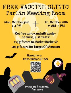 Halloween clip art on a yellow flyer